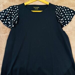Kate Spade Black Top with Polka Dot Sleeves